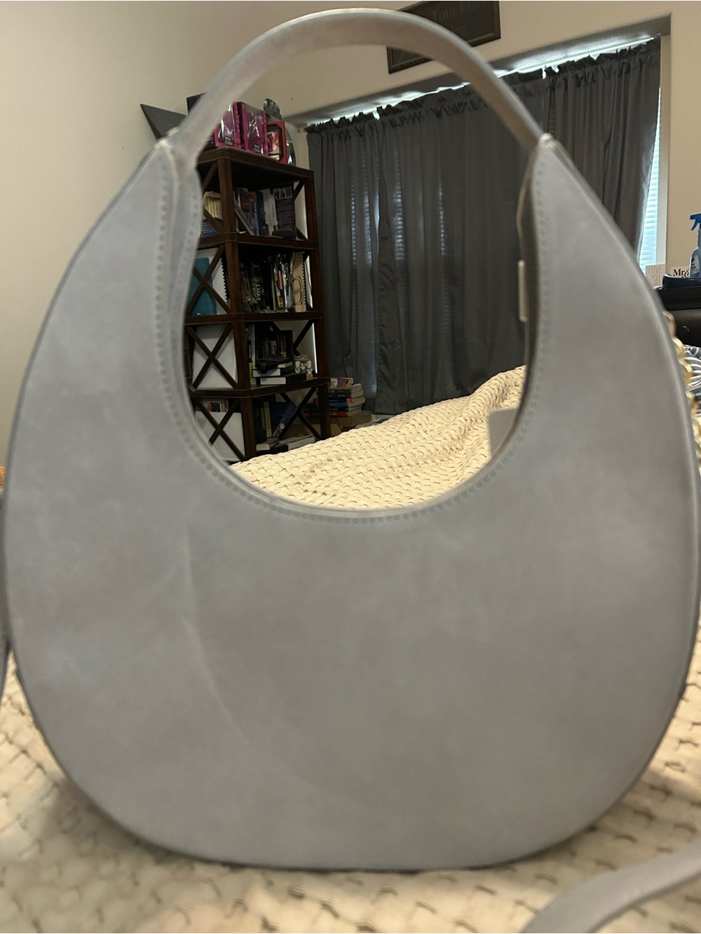 Minimal Crescent Shoulder Bag in Light Gray NWT Amerai Linea Moon Bag